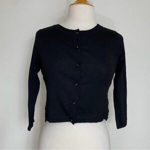 3/$25 Maison Jules Black Lace Back Button Down Knit Cardigan Size Small Girly